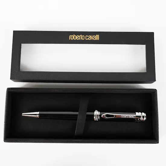 Roberto Cavalli Writing Pen | Silver Color & Black Lacquer