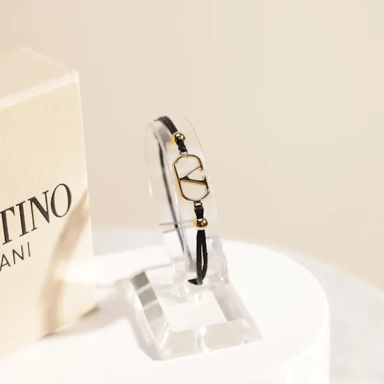 Valentino Garavani VLogo Signature Black Cotton Bracelet