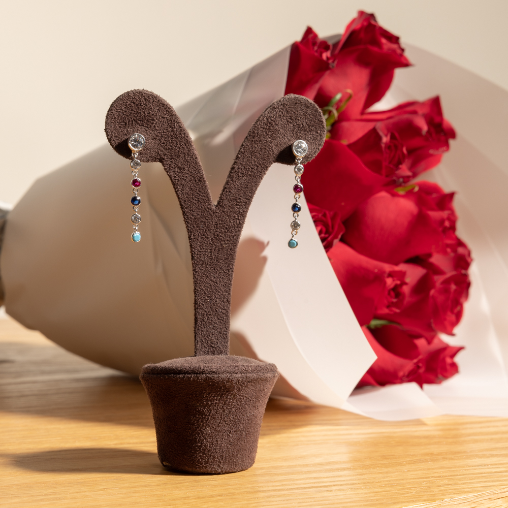 Felizmoda Colorful Stones Earrings | Romantic Roses