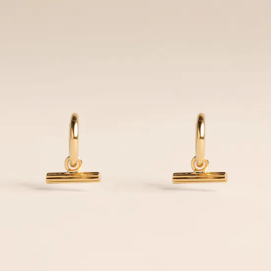 Rachel Jackson Gold-Plated Mini T-Bar Huggie Women's Hoop Earrings