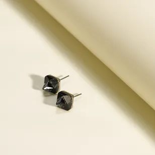 Swarovski 3D Dark Gray Pyramid-Cut Crystals Women's Earrings