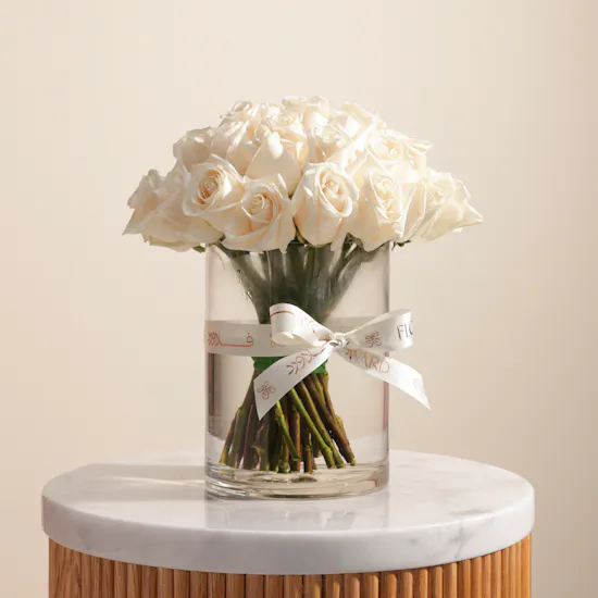 Majestic White Roses Vase | 35 Roses