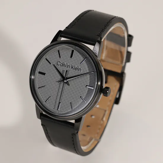 Calvin Klein Linked Leather Black Men's Watch