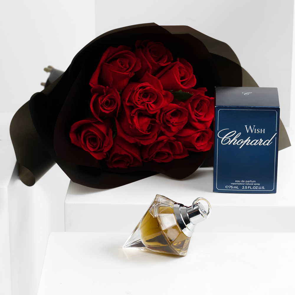 Chopard Wish EDP For Women 75ml 12 red roses Floward Qatar