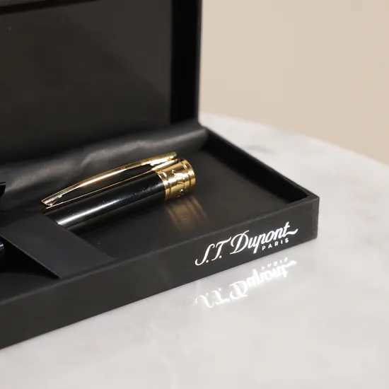 S.T.Dupont D-initial Black And Gold Ballpoint Pen