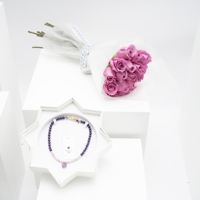 Tasneem Eshki Enchanted Necklace | Purple Roses 