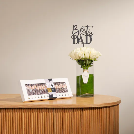 Shan Shal Cigar Chocolate Box | White Rose Vase
