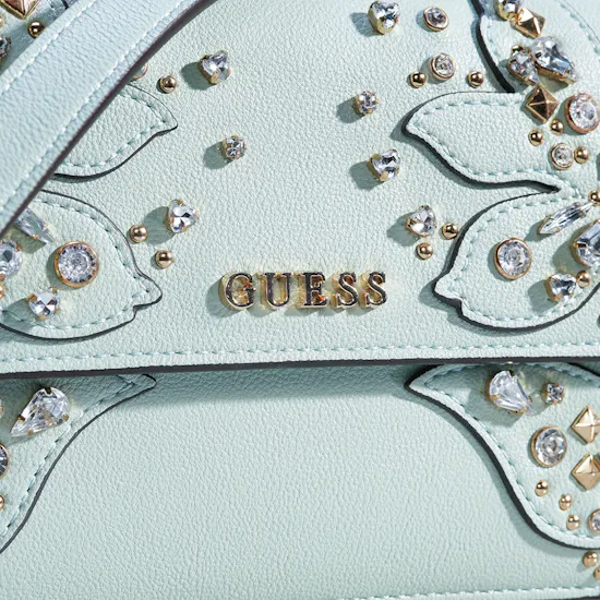 Guess Light Sage Sadie Rhinestones Shoulder Bag
