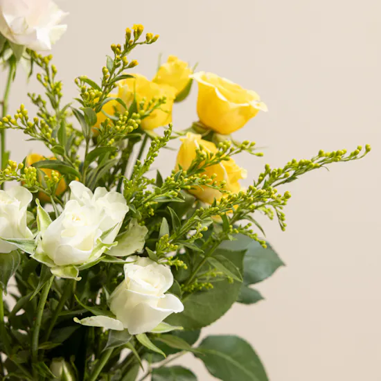 Sunset Serenade Baby Roses Vase
