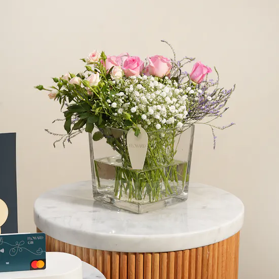 Floward Card 50 USD | Blush Bloom Flower Vase