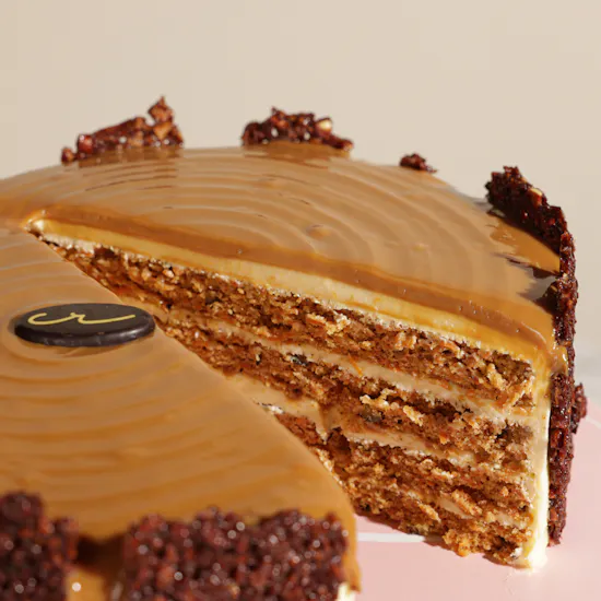 Creamy Ribbons Caramel Carrot Cake | Pure Delight Flower Bouquet