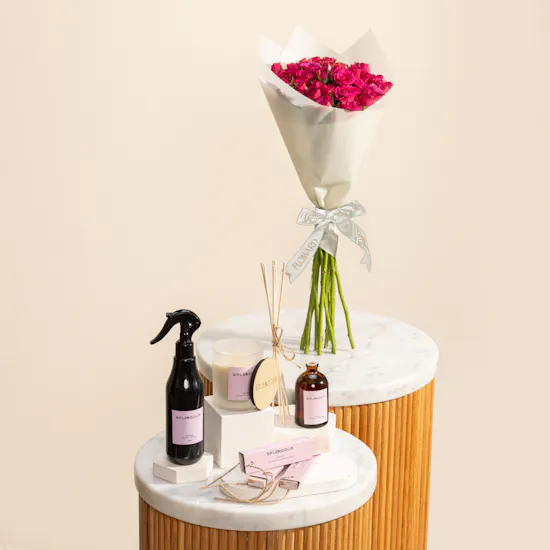 Splendour Amber Home Fragrance Set | Blissful Baby Rose Bouquet