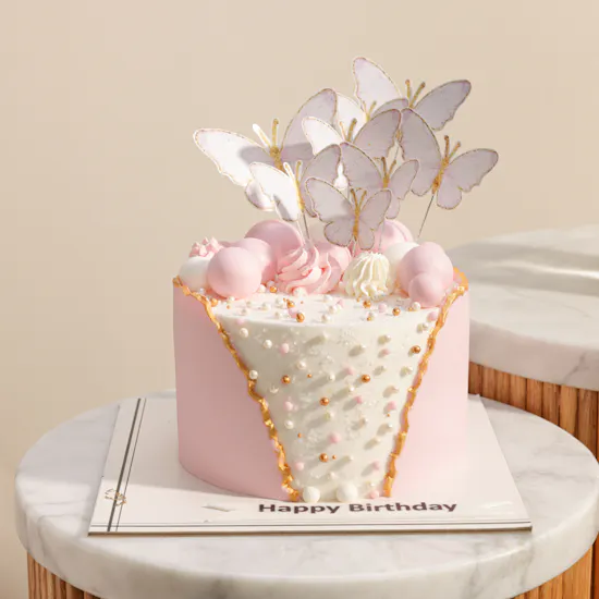 Floward Happy Birthday Butterfly Cake | Shine Flowers Vase