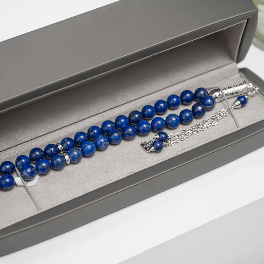 Zayan Lapis Lazuli and Silver Rosary | Glowing Blooms 5