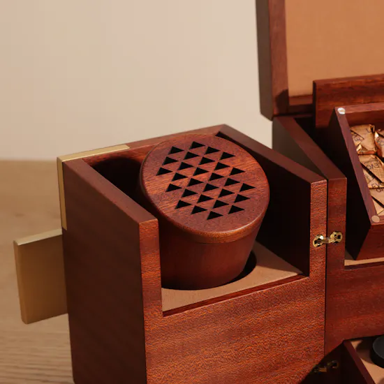 Levo Wooden Cube of Fragrance Serving Box