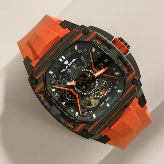 Tsar Bomba Dark Matter Automatic Carbon Fiber Orange Men's Watch