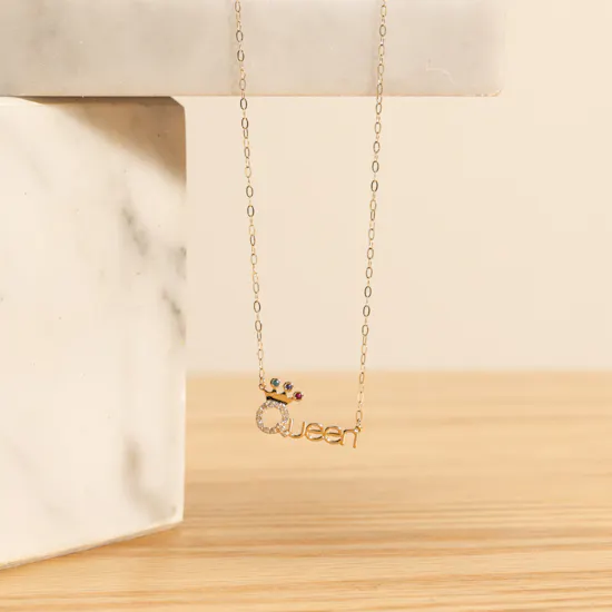 L'azurde Queen Colored Stones Gold Necklace