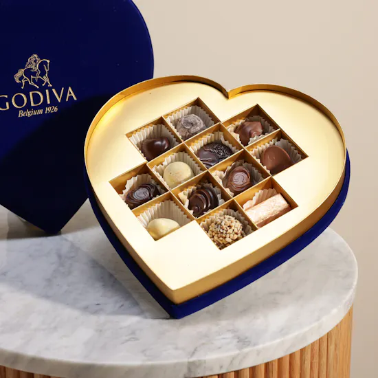 Godiva Blue Velvet Heart Chocolates Box