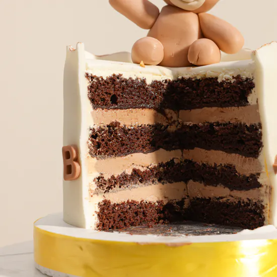 Madeleine Teddy Bear Happy Birthday Cake | Happiest Flowers Bouquet