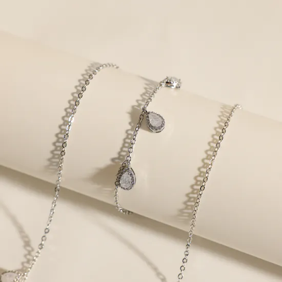 Alvira Teardrop White Gold Plated Jewelry Set