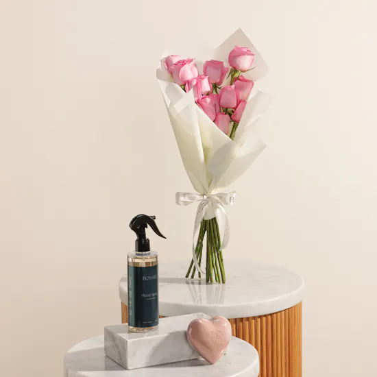 Floward Home Spray and Heart Soap Gift Set | Special Festive Flowers