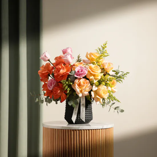 Golden Blush Harmony Flower Vase