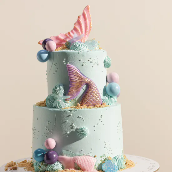 December Cake Personalized Mermaid Two Tier Cake