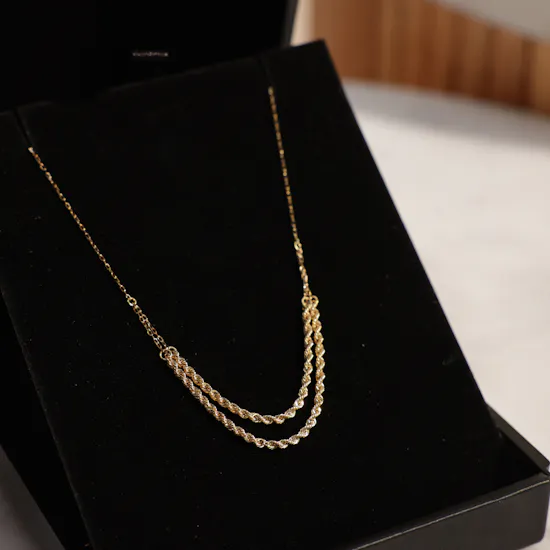 AV Jewelry Two-Layer Braided Gold Necklace | Emotional Carnation Vase