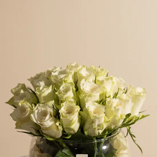 Pure White Roses Vase | 30 Roses