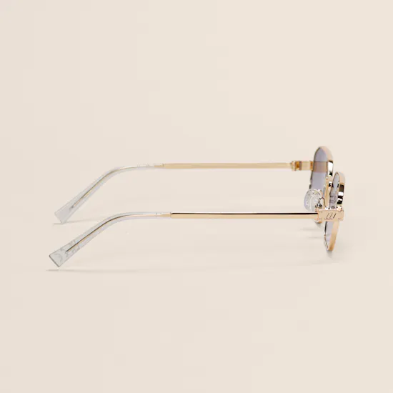 Le Specs Mythic Square Gold Dusty Blue Tint Unisex Sunglasses