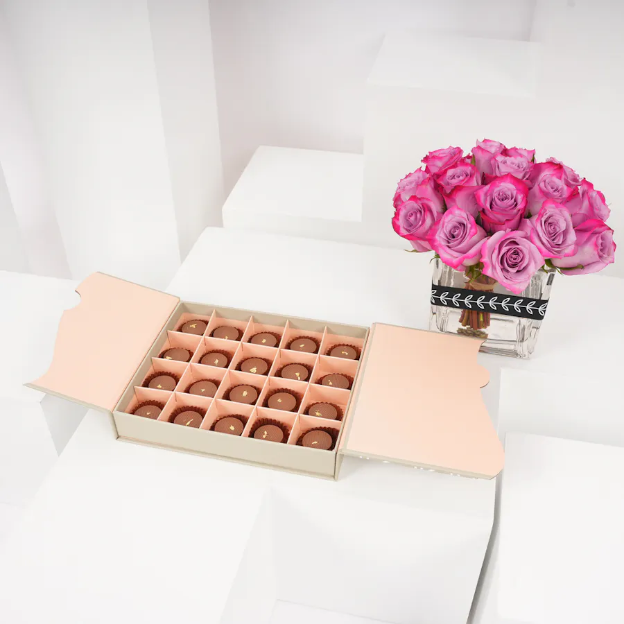 Floward Caramel Chocolate Box | Roses Vase 3