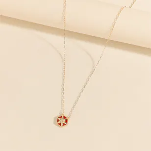 Midad Bahja Red Color Gold Necklace