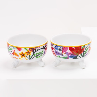 Set of 2 Spring Blooms Footed Bowls