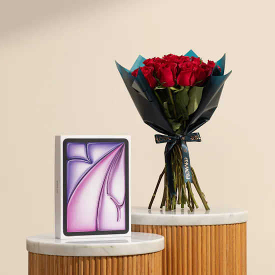 Apple 11-inch Wi-Fi 128GB Purple iPad Air | Charm Red Roses Bouquet