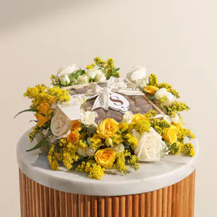 Soucolat Classic Chocolate Wood Tray | Cheerful Flowers