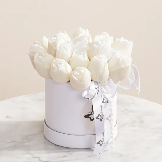 Lelido White Tulip Candle Bouquet | 150g