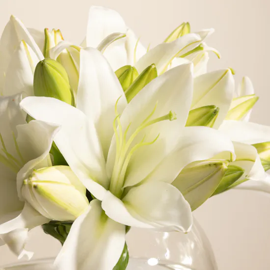 10 White Lilies | Glass Vase