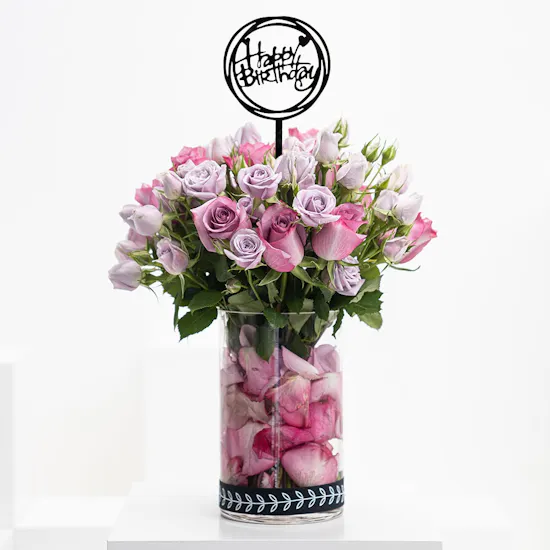 Purple Roses | Cylinder Vase