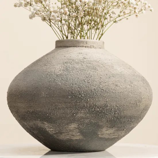 Ukiyo White Gypsophila Rustic Roots Vase