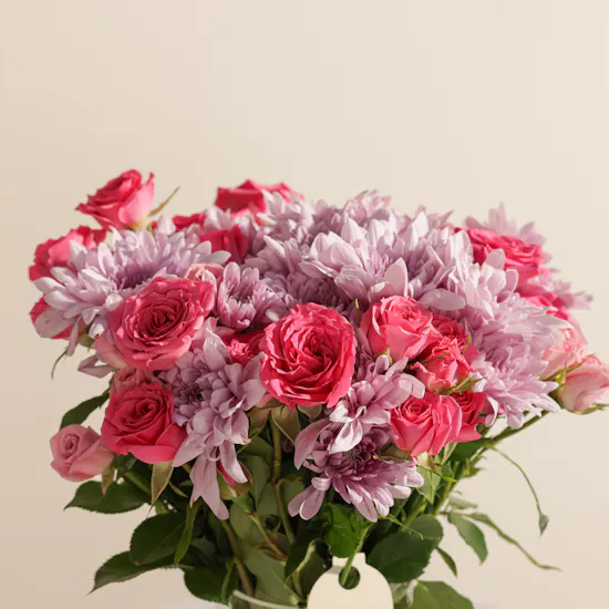 Floward Personalized Pink Photo Cake | Secret Garden Flower Vase