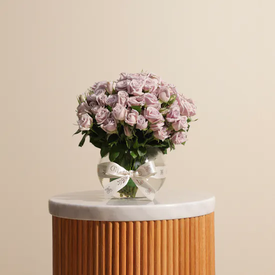 Purple Baby Roses Vase | 18 Flowers