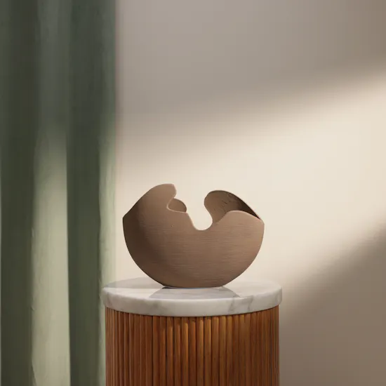 Floward Fancy Curved Organic-shaped Brown Ceramic Vase
