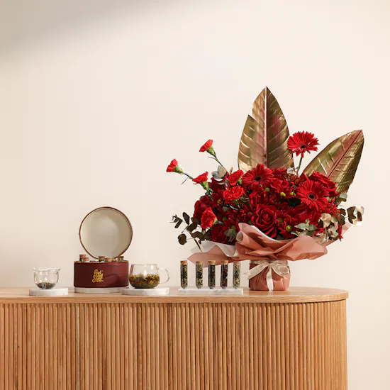 Feel Good Tea Burgundy Leather Tea Box | Blooms