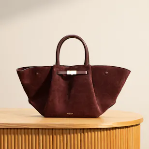 DeMellier The Midi New York Burgundy Suede and Smooth Tote Bag