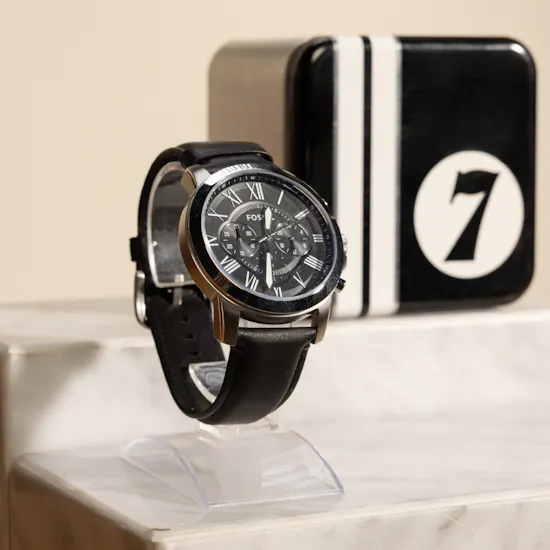 Fossil Grant Chronograph Black Leather Watch
