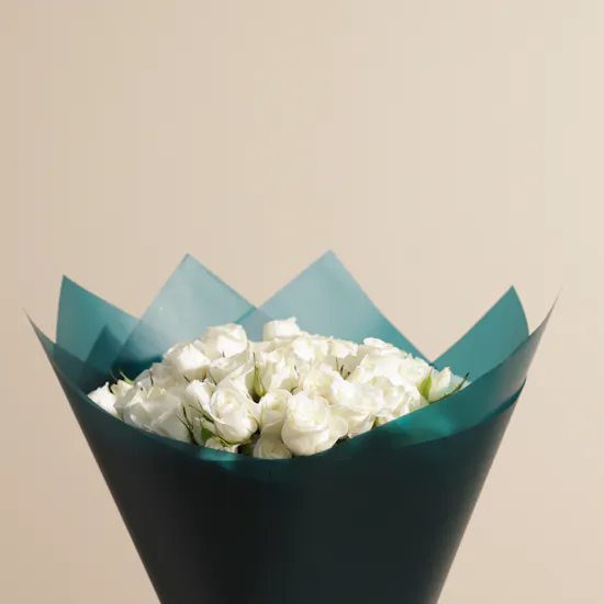 Angelic White Baby Rose Bouquet | 18 Flowers