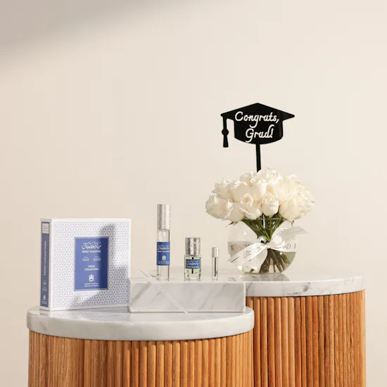 Abdul Samad Al Qurashi Ranet Khalkhal Oil Set | Congrats Grad Flowers Vase
