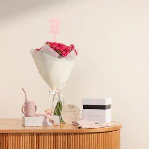 Gifted Little One Pink Box | Baby Girl Flowers Bouquet Gifted Little One Pink Box | Baby Girl Flowers Bouquet