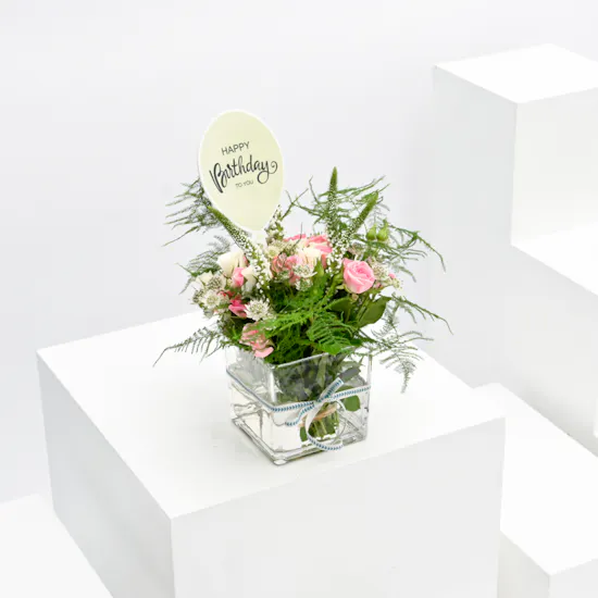 Birthday Pinks | Square Vase