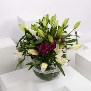 Blooms Flowers | Glass Bowl Blooms Flowers | Glass Bowl
